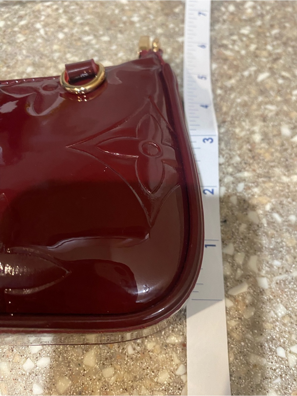 Burgundy Patent Crossbody Bag with Gold Hardware - Picture 5 of 8